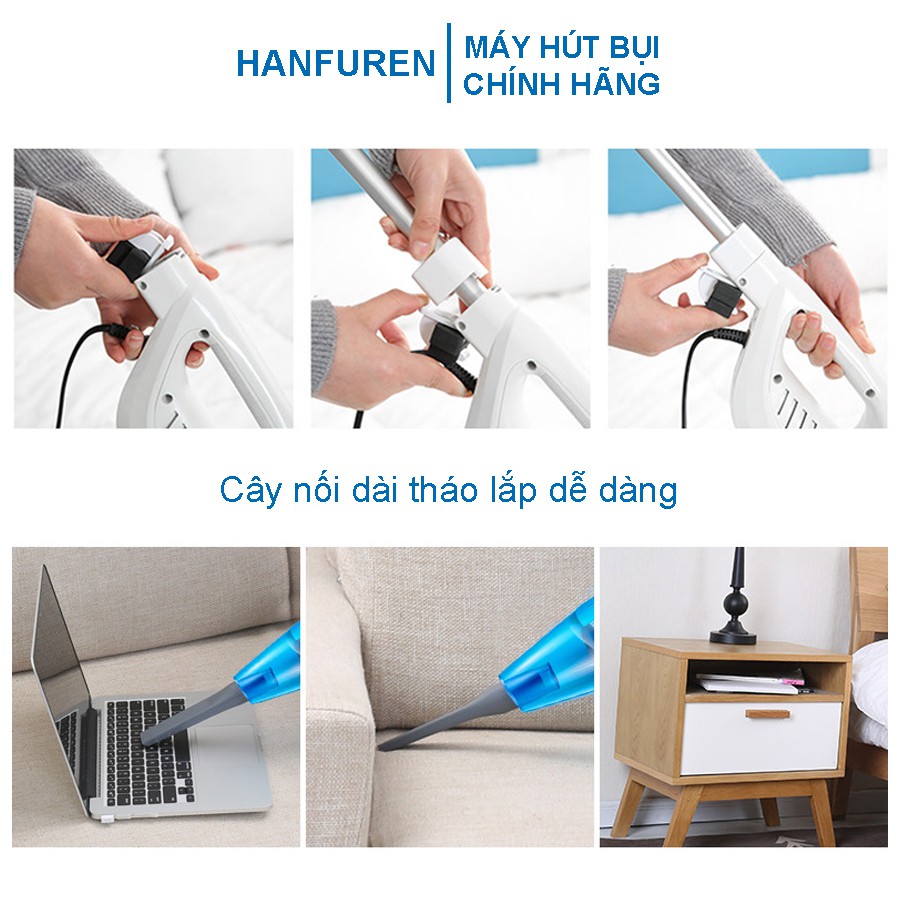 [HANFUREN] Máy Hút Bụi Gia Đình Cầm Tay HANFUREN LF-07A Công Suất 600W Lực Hút 15000Pa Kèm 9 Đầu Hút Bảo Hành 6 Tháng | BigBuy360 - bigbuy360.vn