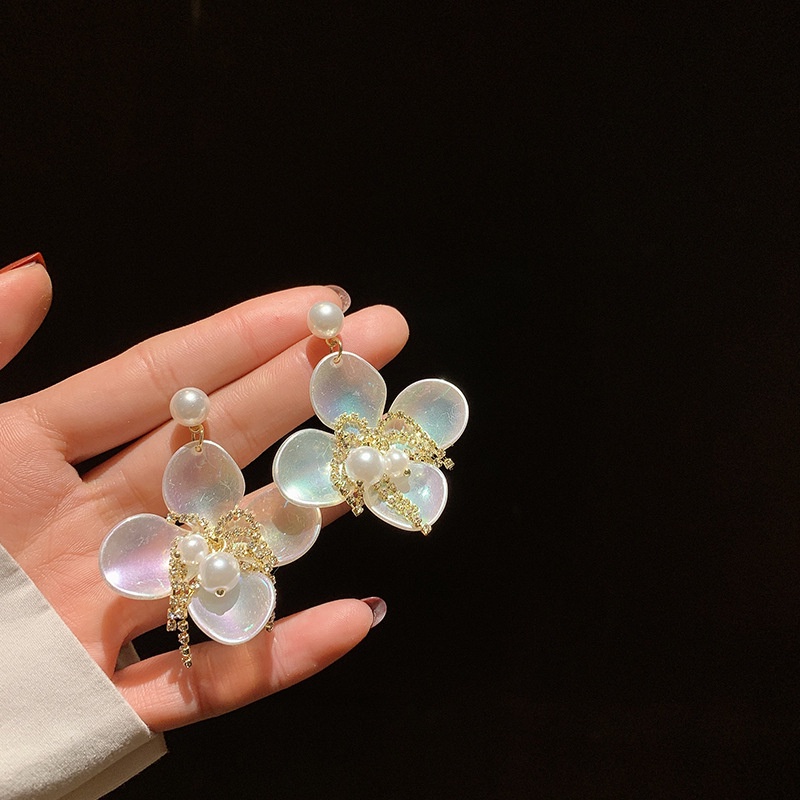 Bông Tai Hình Hoa Đính Ngọc Trai Thiết Kế Mới Thời Trang Theo Phong Cách Âu Mỹ