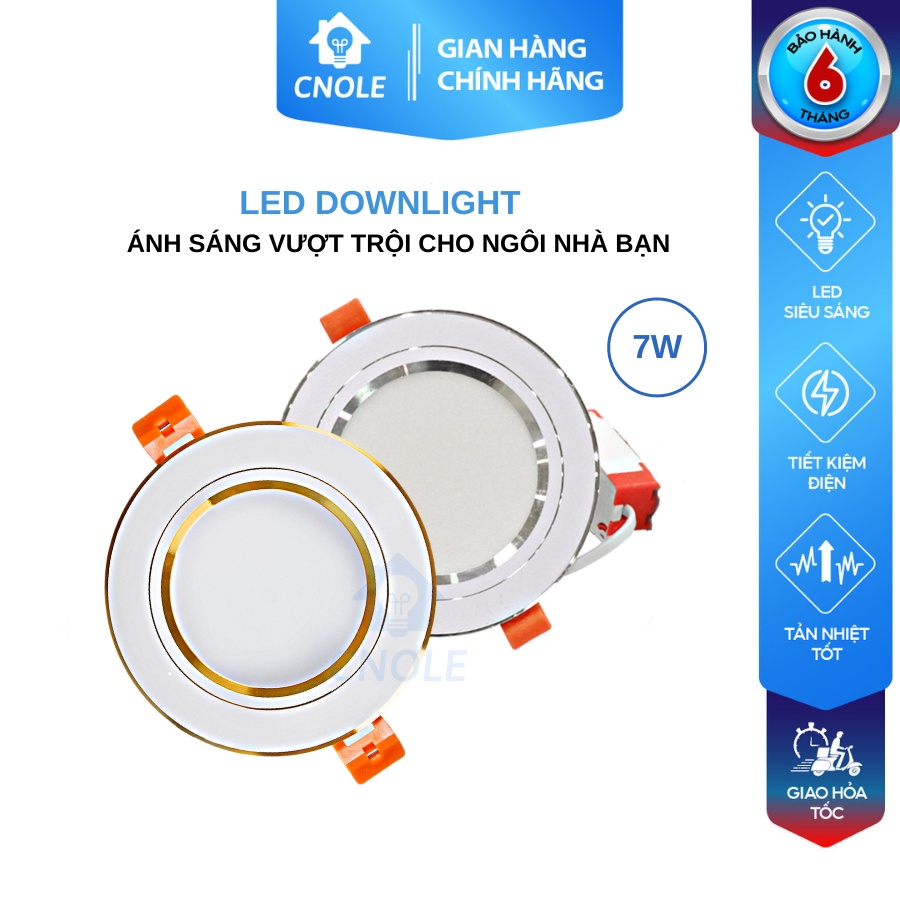 Đèn LED trang trí âm trần thạch cao 7W CNOLE đế đúc, liền thể, tản viền ánh sáng trắng - vàng - trung tính