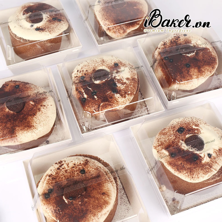 Hộp giấy kraft vuông E1413 - Hộp giấy nắp trong đựng bánh tiramisu/ bánh bông lan/ bánh su kem
