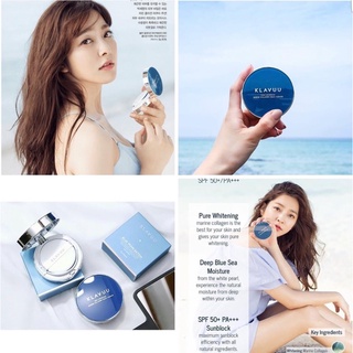 Phấn nước klavuu xanh blue pearlsation high coverage marine collagen aqua
