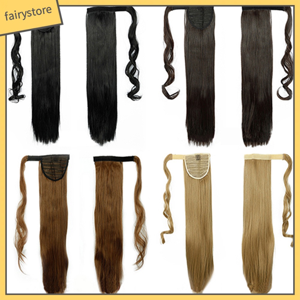 Tóc Giả Đuôi Ngựa Thẳng Dài Xoăn Gợn Sóng Có Kẹp Gắn Đuôi Ngựa Cho Nữ [Fairy]