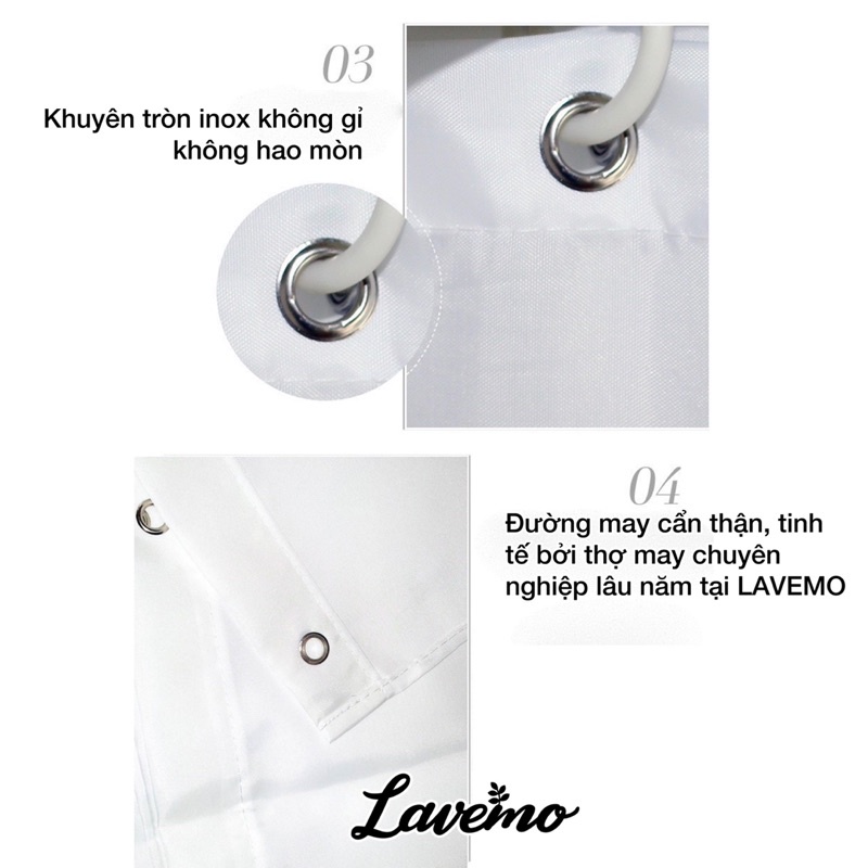 Rèm Phòng Tắm Màu Trắng Xanh Xám Trơn LAVEMO Chất Vải Cao Cấp Chống Thấm Nước 100% Polyester Rèm Nhà Tắm Đẹp  PT10