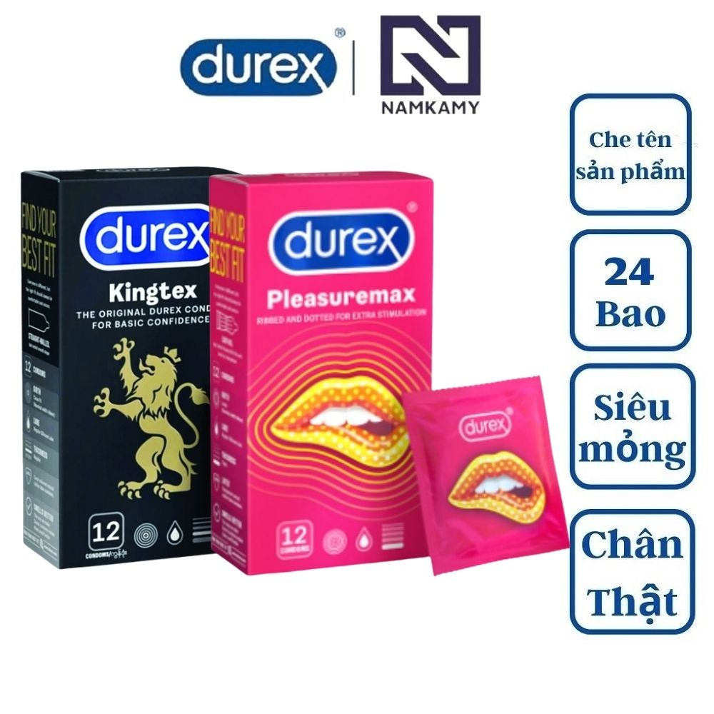 Cặp đôi bao cao su durex kingtex và bao cao su Durex Pleasuremax, bcs siêu mỏng chính hãng NAMKAMY BS39 BS44