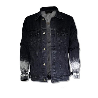 Áo khoác jeans đen vẩy sơn pacsun