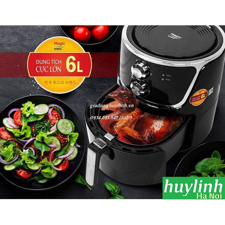 Nồi chiên không dầu Magic Korea A801 - 6 lít - Đỏ + Đen - Model 2020