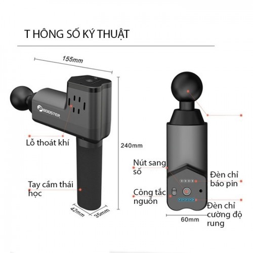 Súng massage gun trị đau cơ bắp căng cơ Booster T - 126W