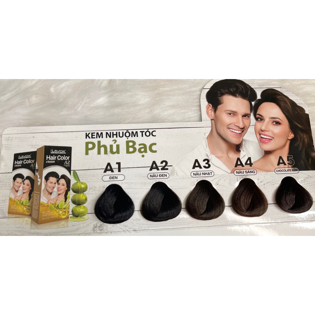 Thuốc nhuộm tóc phủ bạc LAVOX ,phủ bạc hoàn toàn 100% đều màu suôn mềm bóng tóc