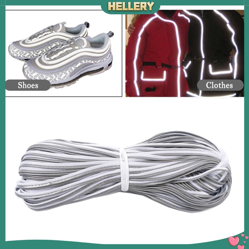 [HELLERY] Silver Reflective Piping Fabric Strip Edging Braid Trim Sew On for Clothing