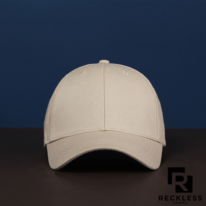 Nón Bóng Chày Lưỡi Trai Màu Be Trơn Reckless Capman Signature Ballcap Vải Kaki Cotton