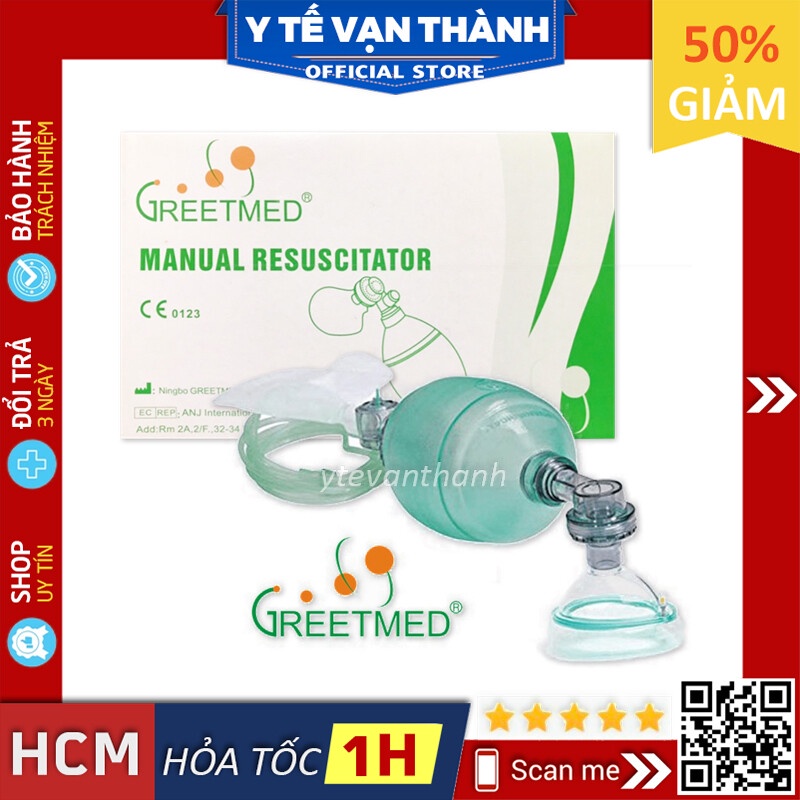 ✅ Bóp Bóng Cấp Cứu Hô Hấp Nhân Tạo (Ampu) Greetmed -VT0093