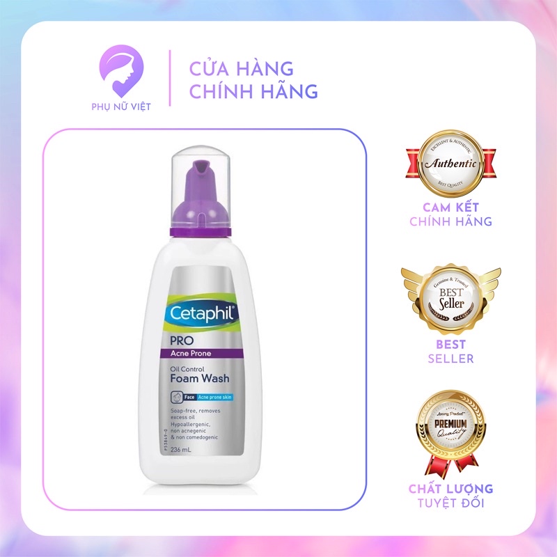 Sữa rửa mặt kiểm soát dầu giảm mụn Cetaphil PRO Acne Prone Oil Control Foam Wash 236ml