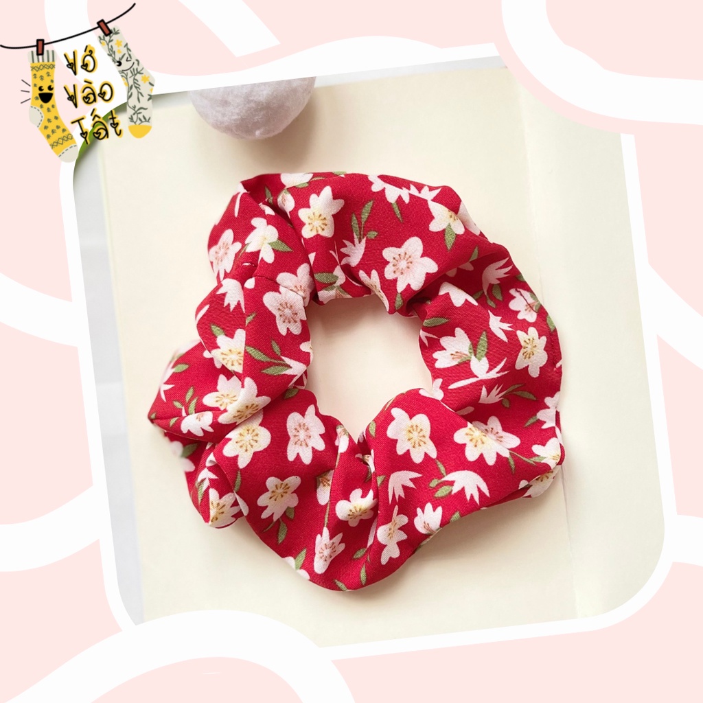 Đồ buộc tóc scrunchies hoa bản to mềm