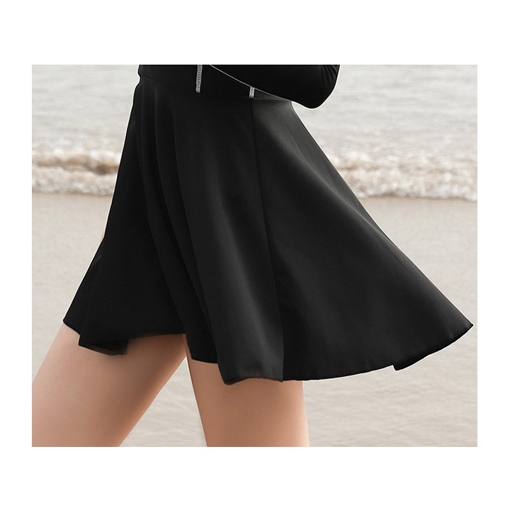 Bộ đồ bơi nữ dài tay dáng váy thun lạnh cao cấp mới - quần đùi bên trong