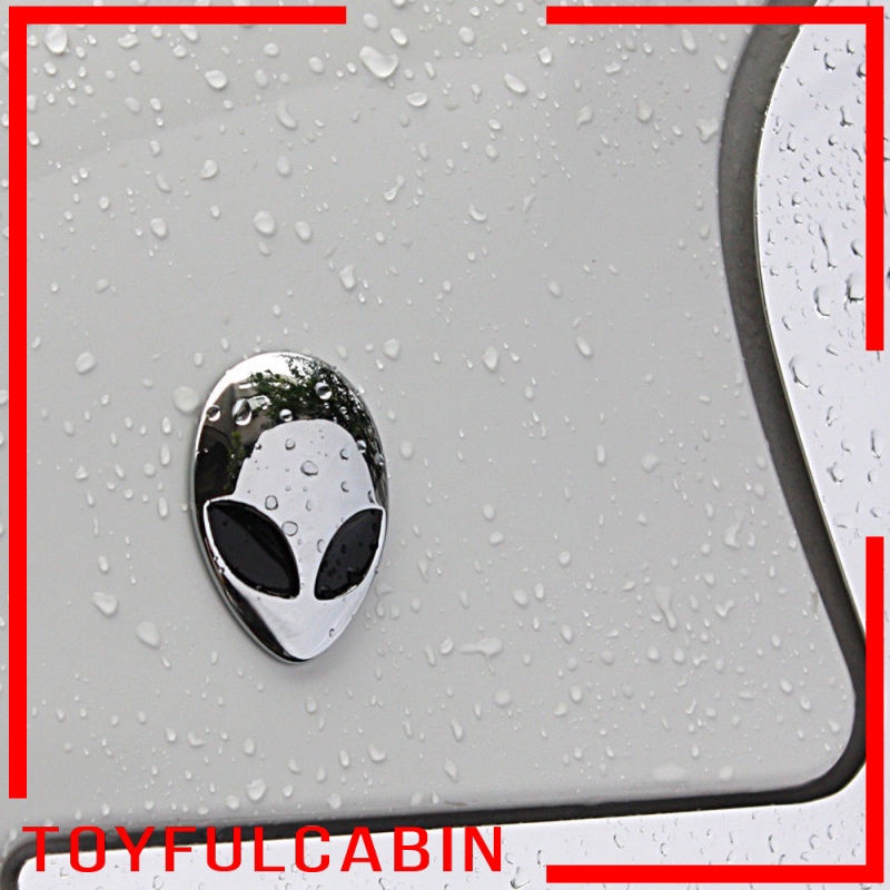 Miếng Dán Kim Loại Hình Đầu Người Ngoài Hành Tinh 3D Sáng Tạo Trang Trí Xe Hơi