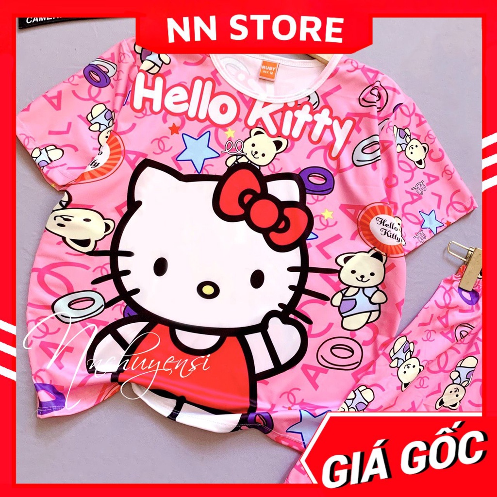 Đồ bộ bé gái chất thun mềm mịn mát size từ 7kg đến 70kg in bò sữa kitty hoạt hình bộ gia đình dễ thương DBRBD FULL SIZE