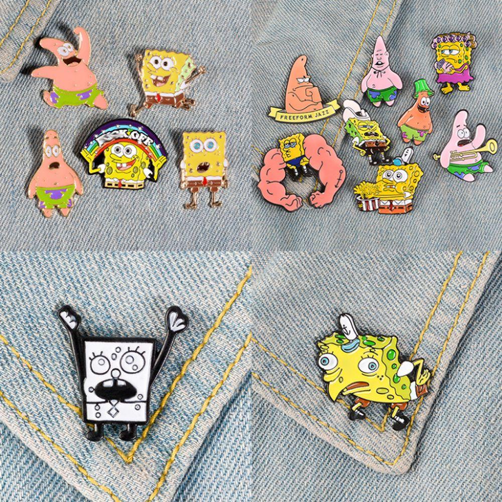 BSUNS Ghim Cài Áo Kim Loại Hình SpongeBob Dễ Thương