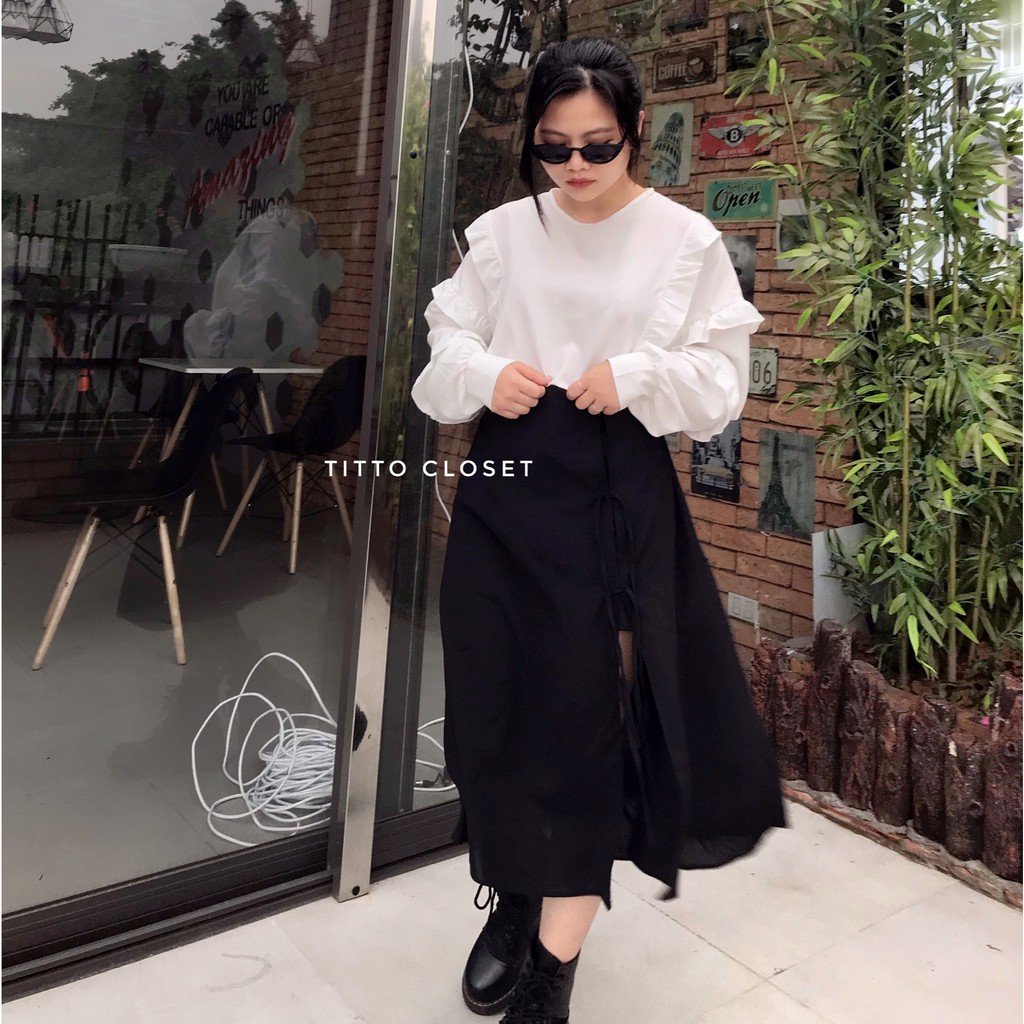 Chân Váy Xẻ Đùi Chất Đũi Ulzzang Skirt Ss3 - Ảnh Thật - Titto Closet