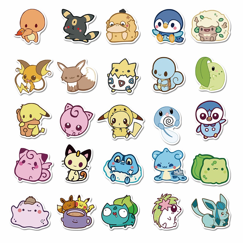 Set 50 Sticker Hình Pokemon Dễ Thương Dán Trang Trí laptop/laptop Chống Thấm Nước