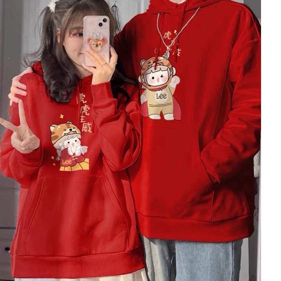 Áo sweater/ hoodie Tết màu đỏ hình hổ 2022 hoodie dần cho couple unisex cryaotic10 | WebRaoVat - webraovat.net.vn