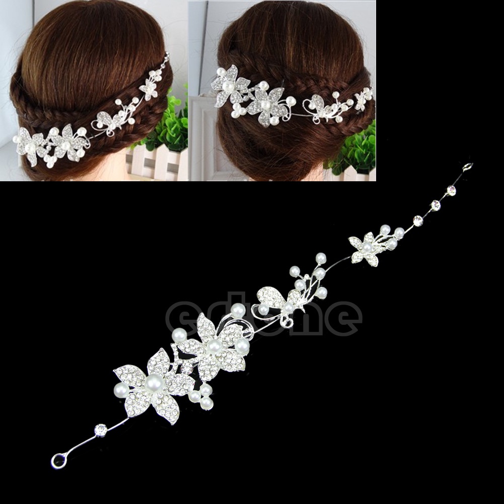 Cài Tóc Hoa Đính Đá Và Ngọc Trai Nhân Tạo Thời Trang