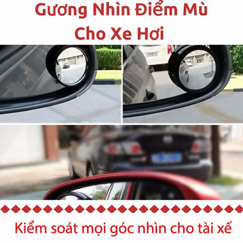Bộ 2 gương cầu lồi 3 cm chiếu hậu xóa điểm mù xe hơi - HTA Công Nghệ
