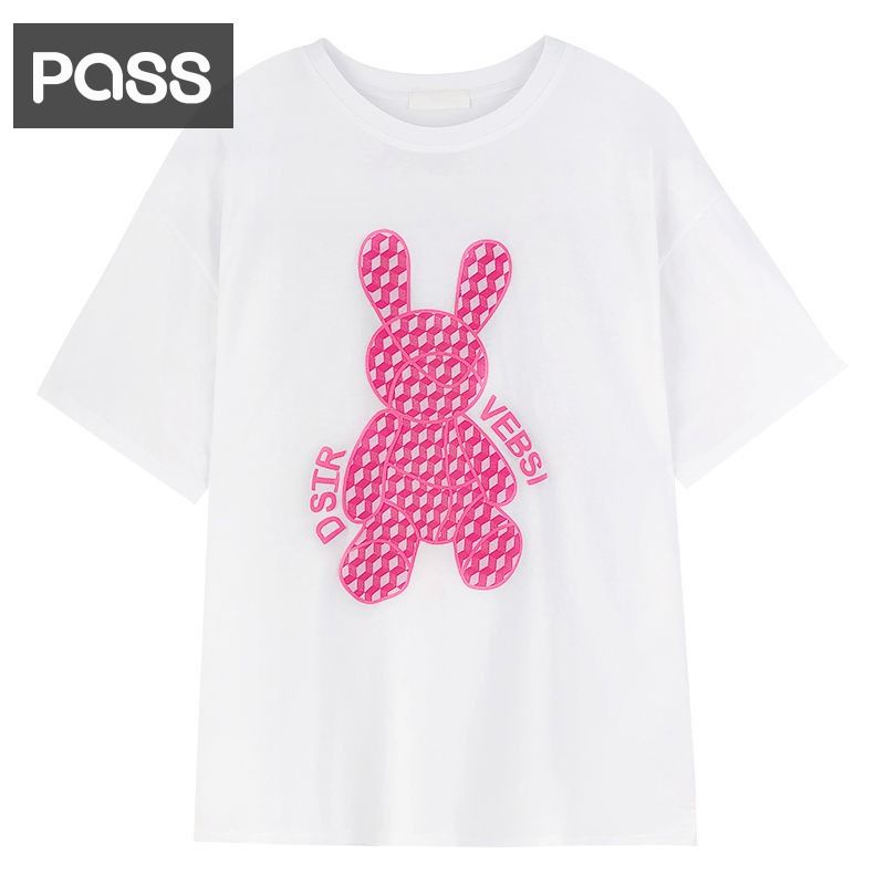 Áo Thun Cotton Tay Ngắn Dáng Rộng In Hình Thỏ Dễ Phối Đồ Thời Trang Cho Nữ  tao bao