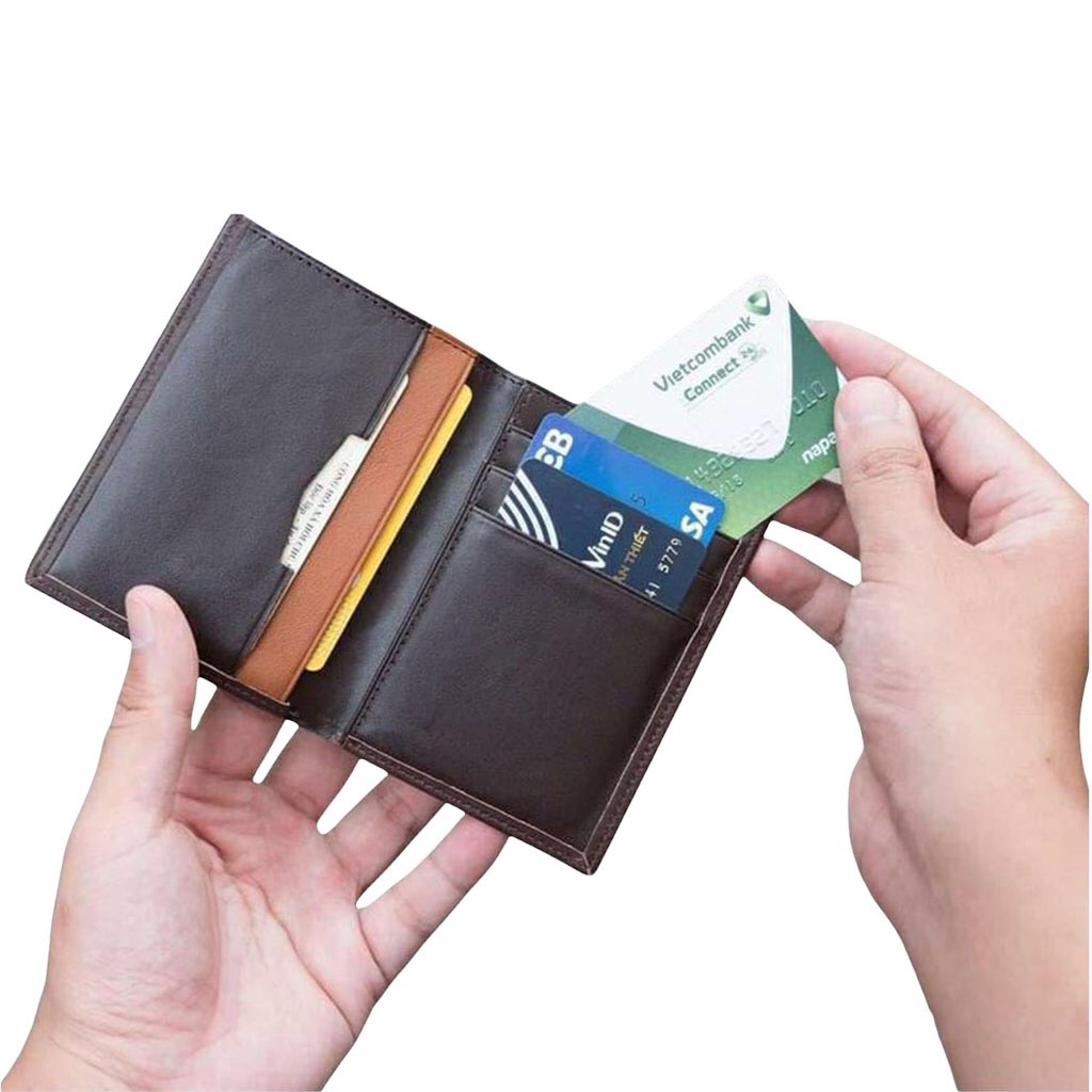 VÍ MINI NAM DA BÒ THẬT DÁNG ĐỨNG THỜI TRANG CAO CẤP NHỎ GỌN VINAMSTORE