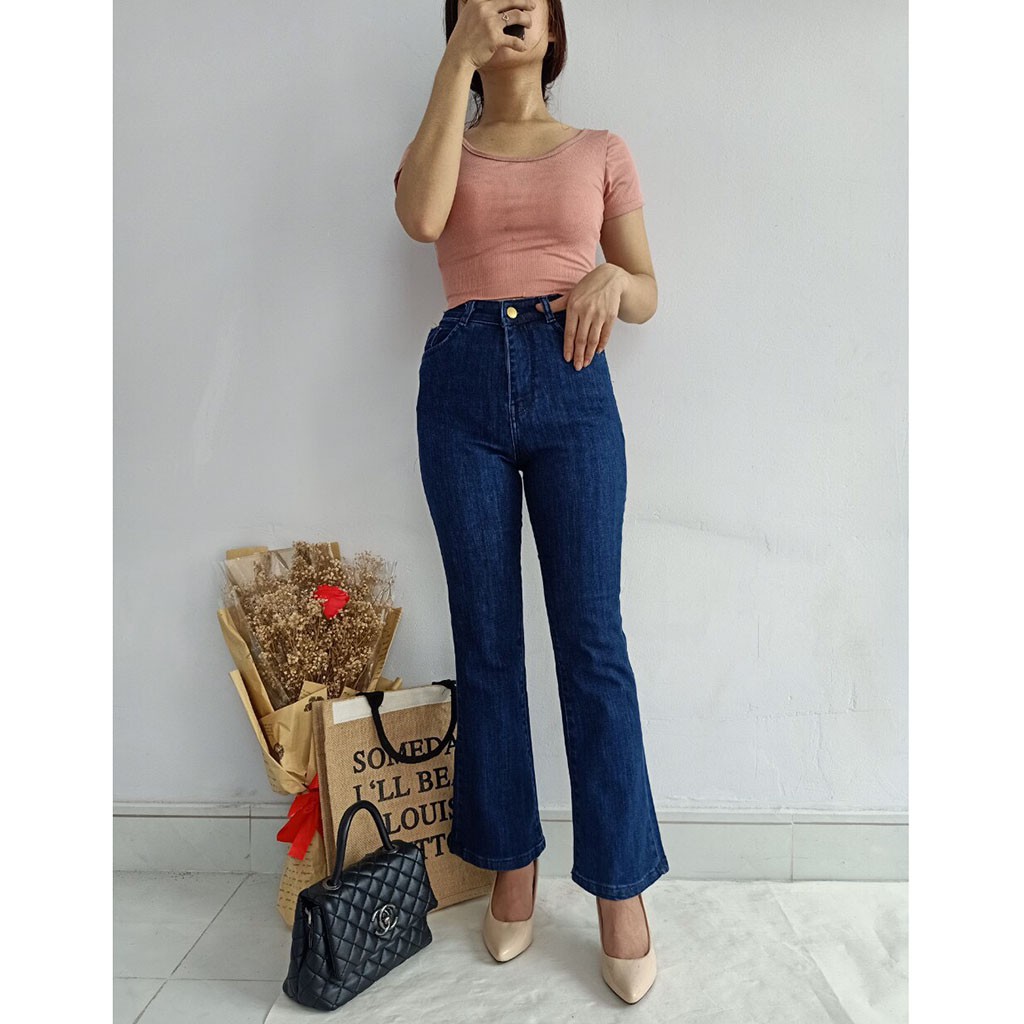 Quần Ống Bass Jean Cạp Cao - Quần Ống Loe - Quần Ống Vẩy - Quần Ống Pass - Tặng Vớ - Tashop