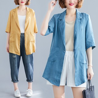 H207 Áo khoác big size dáng dài cổ bẻ lửng thời trang