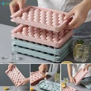 Khuôn thạch bi nhựa tròn làm hoa quả trái cây/ khuôn rau câu, khay đá viên tròn 33 viên ( màu ngẫu nhiên )
