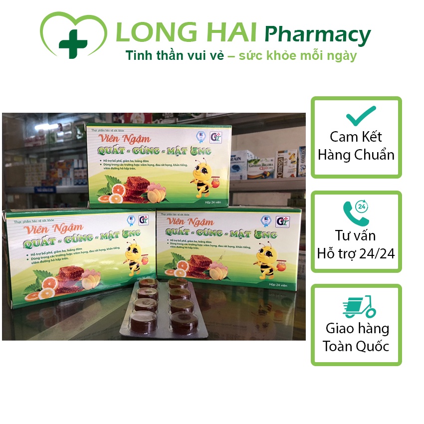 VIÊN NGẬM HO, QUẤT, GỪNG ,MẬT ONG . Hộp 3 vỉ GT Bổ Phế