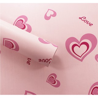Decal giấy dán tường trái tim hồng
