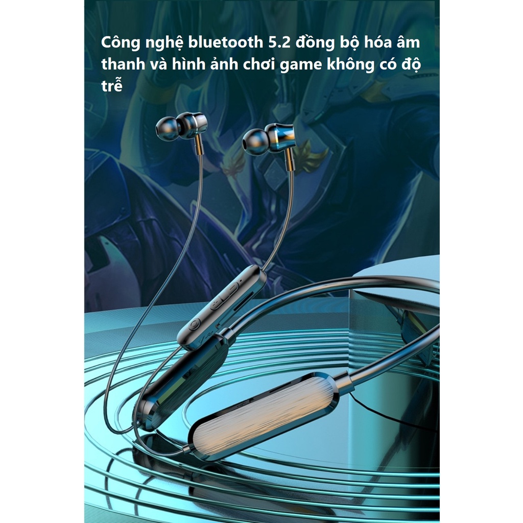 Tai Nghe Bluetooth 5.2 Pin Khủng 1800mAh , Nghe Nhạc, Đàm Thoại Lên Đến 180 Giờ , Hỗ Trợ Khe Cắm Thẻ Nhớ