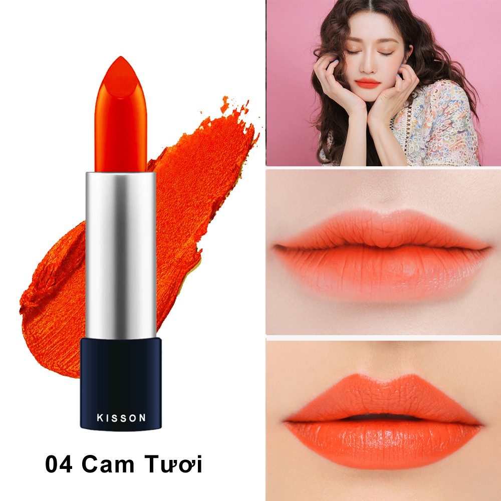 { Chính Hãng } Son Lì KISSON Matte Lipstick Mã #04 < Màu Cam Tươi >