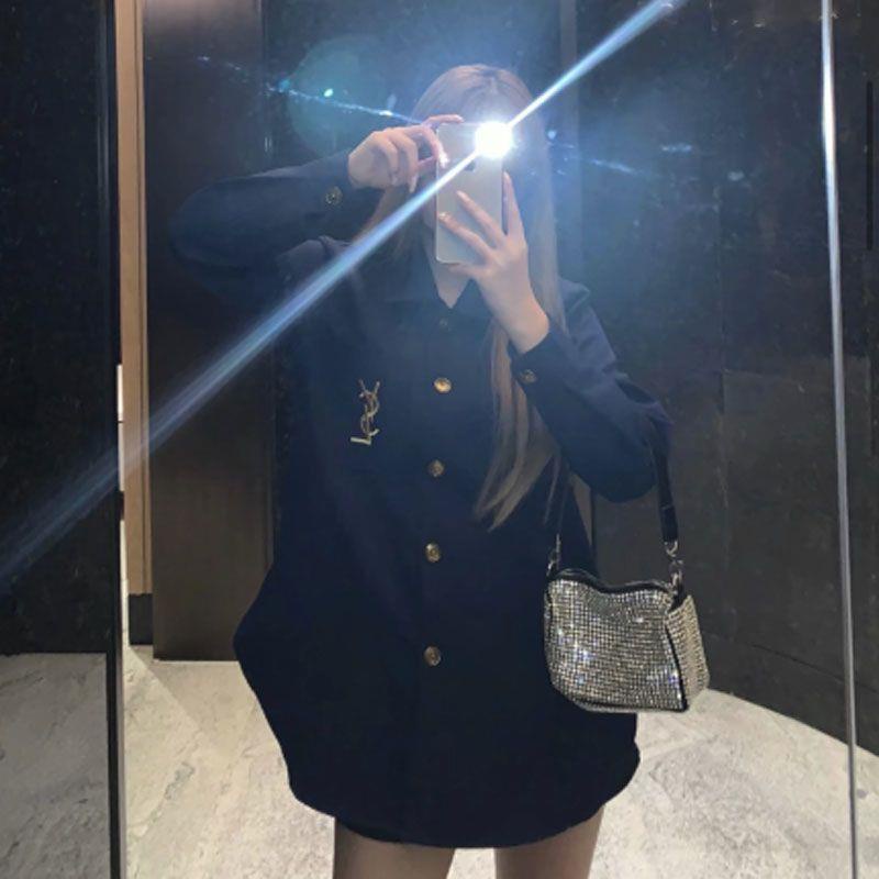 Áo Sơ Mi Kuaishou Influencer Call Xuan Brother Màu Trơn Phong Cách Mùa Thu Mới