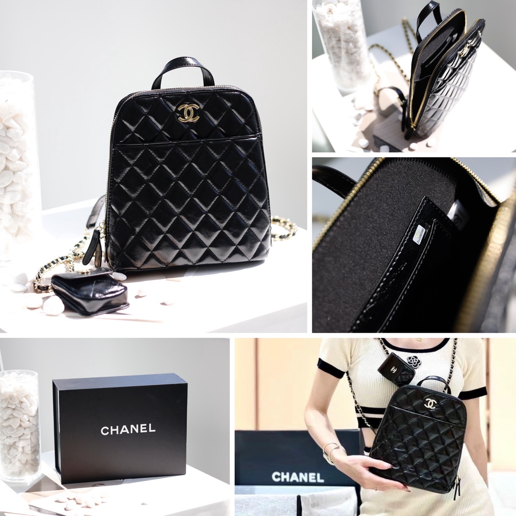 Balo Nữ Da Ô Trám Kèm Ví Nhỏ Cao Cấp Nguyên Gốc Hộp Nam Châm Có Sẵn.