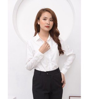 Sơ mi nữ dài tay vải chống nhăn nhàu màu trắng, xanh