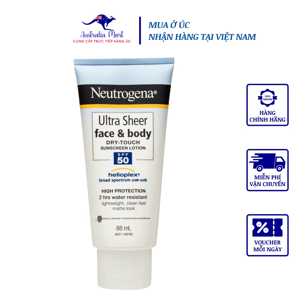 Kem Chống Nắng Neutrogena Utra Sheer Face&Body Dry - Touch Suncreen SPF 50 85ml Và 88ml