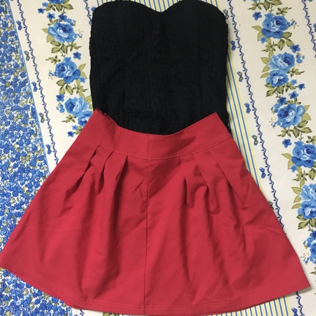 Sét đầm áo đen váy đỏ _ hongyen03