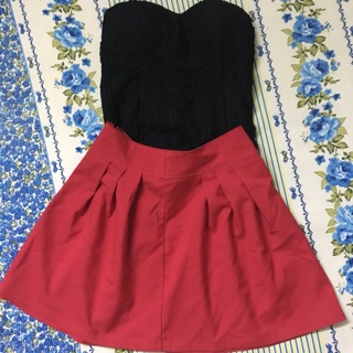 Sét đầm áo đen váy đỏ _ hongyen03