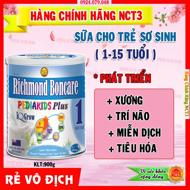 Sữa Bột Dinh Dưỡng Cao Cấp Cho Trẻ 900g - Hàm lượng sữa non cao ( Hàng chính hãng công ty NCT3 ) .