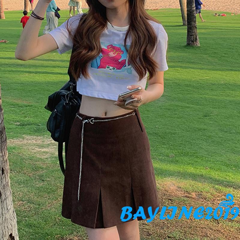 Áo Thun Croptop Tay Ngắn Cổ Tròn In Hình Gấu Hoạt Hình Thời Trang Mùa Hè Cho Nữ | BigBuy360 - bigbuy360.vn