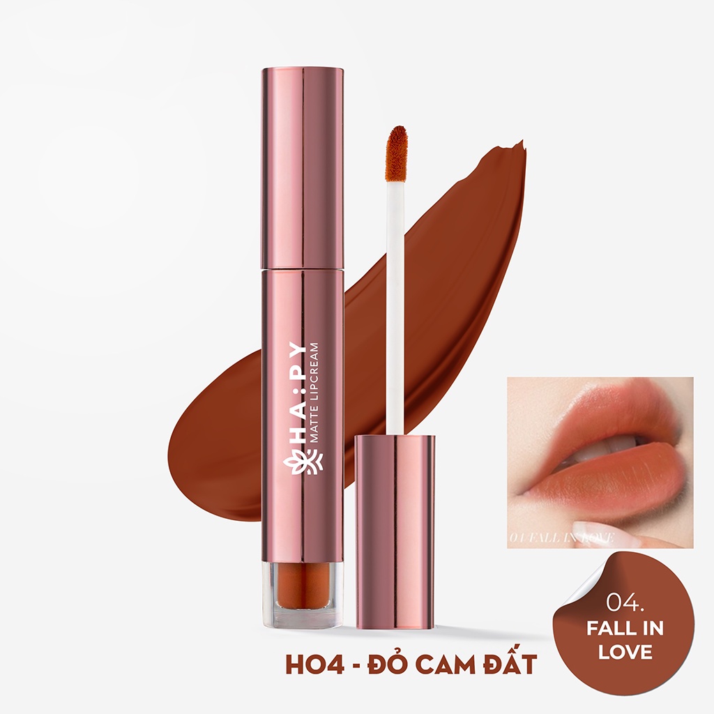 Son Ha:py kem lì siêu mịn Mattle Lipcream bám màu lâu trôi 3.5ml- Mã H04 Cam Đất - Anta Nail