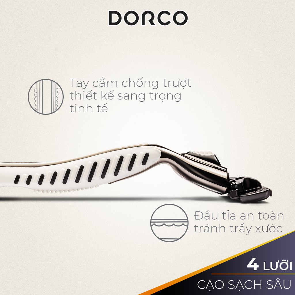 Bộ Dao cạo và Vỉ 04 đầu cạo râu 4 lưỡi DORCO PACE 4