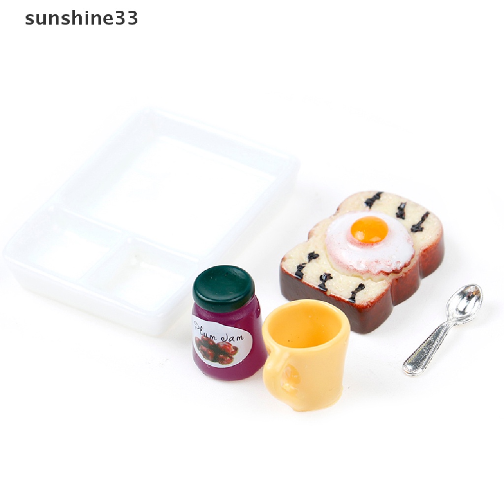 Set mô hình bánh mì mứt/ đĩa ăn/ muỗng/ cốc trang trí nhà búp bê