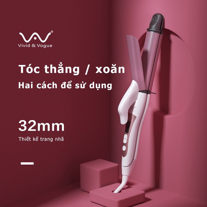 Máy uốn tóc gợn sóng VIVID&VOGUE có thể điều chỉnh nhiệt độ kích thước 32mm