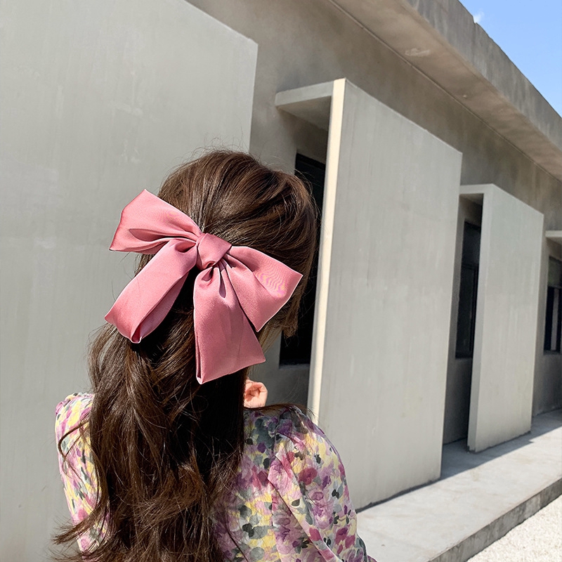 Băng Đô Cài Tóc Đính Nơ Vải Satin Xinh Xắn Cho Nữ