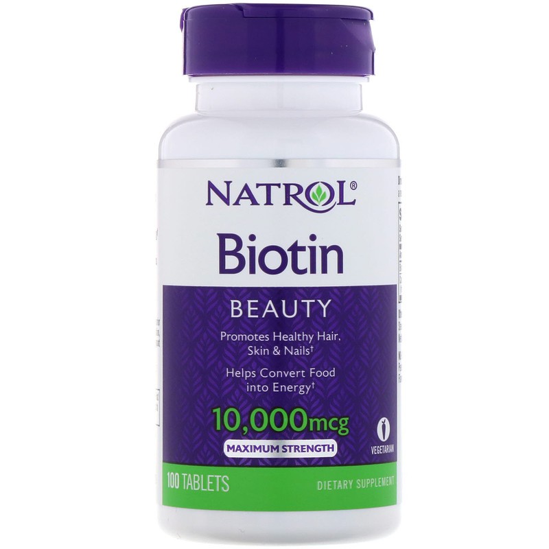 Natrol Biotin 10000mcg viên uống mọc tóc, chăm sóc tóc USA