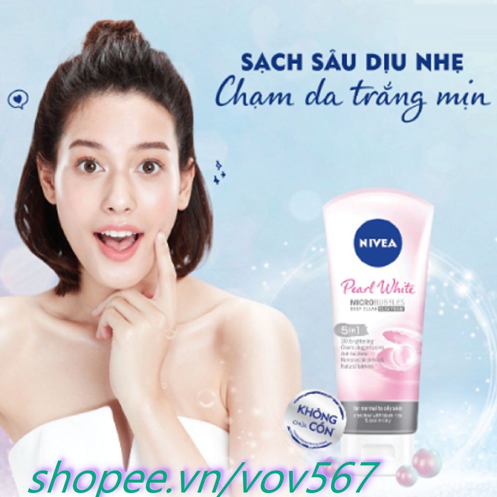 Sữa Rửa Mặt Nữ 100g Nivea Prarl White Làm Trắng Da Đất Sét Sáng Mịn Ngọc Trai Chính Hãng.